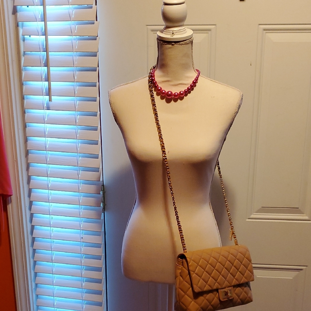 [Never Used]G by Giuliana Leather, Quilted Crossbody Bag with Chain Strap